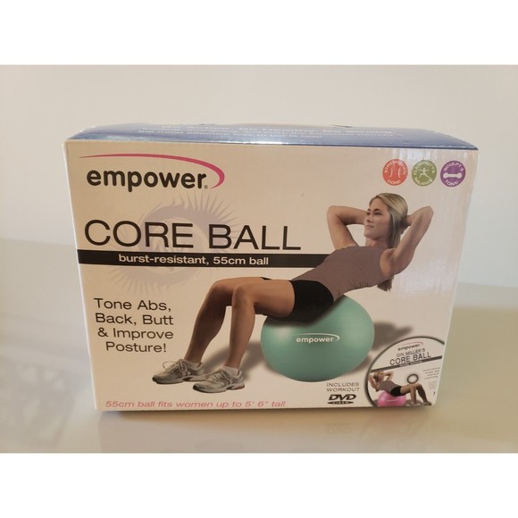 Empower Core Exercise Ball 55 cm BURST RESISTANT - with Pump and Exercise Guide - Picture 1 of 4